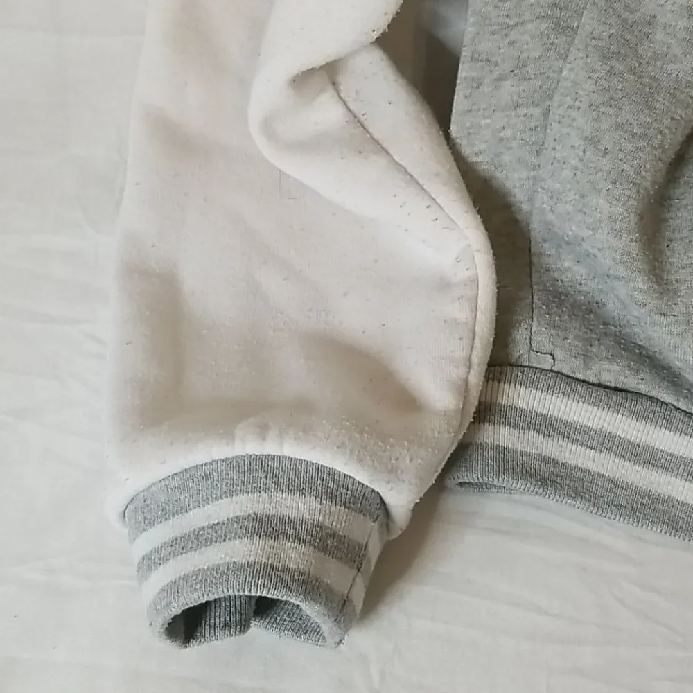 Dots Gray & White Varsity Full‎ Front Zip Jacket Size XL